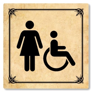 WC ženy invalidé, 80x80mm, pergamen, Nebraska